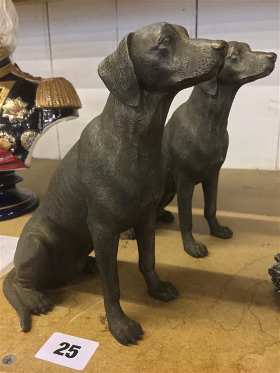 Pair of Spelter dogs